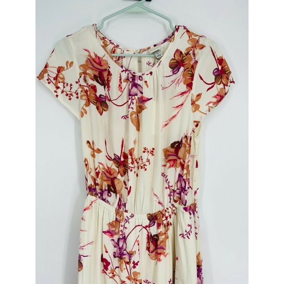A New Day Womens Dress Size M Floral Short Cap Sleeve Pockets Cinched Waist NWT - Picture 3 of 8